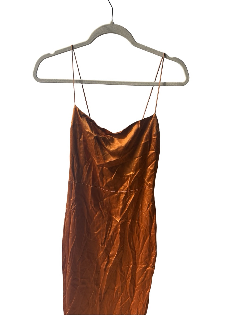 Reformation Frankie Slip Dress Silk  Square-Neck Slip Dress in Caramel - Picture 7 of 9